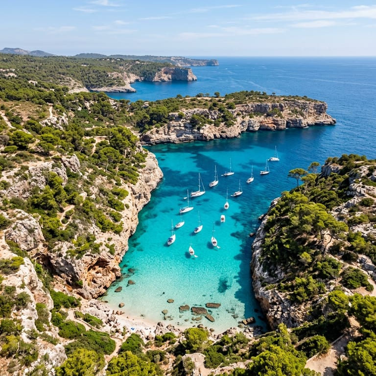 Mallorca cove with sailing boats